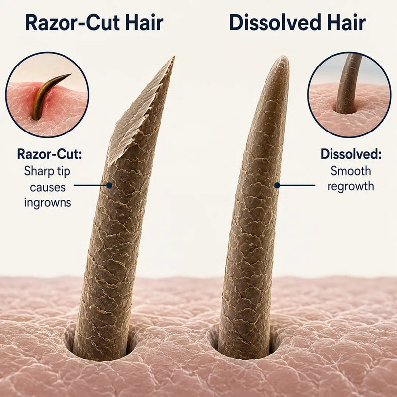 2. Hair Dissolves Below the Surface—No Sharp Razor-Cut Edge